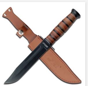 Hunt KNIFE: BLK BLD LTHR HNDL 12&quot;