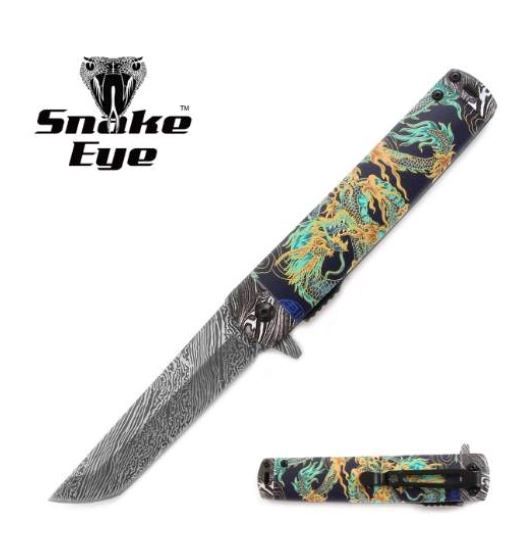 Knife: Damascus BLD etch Dragon HNDL