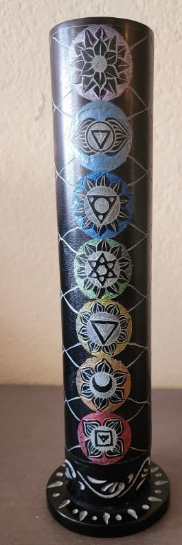 Soapstone Incense Burner TOWER: Mandala 9&quot;