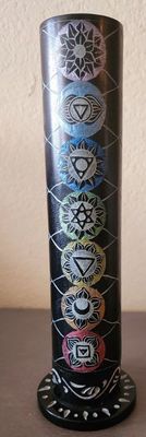 Soapstone Incense Burner TOWER: Mandala 9"