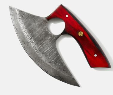 Damasc Alaskan ULU  Red wood HNDL 8&quot;