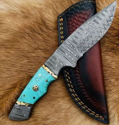 Hunt Knife: Damasc Azure Fusion Turq HNDL