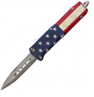OTF: Atomic  7&quot;USA Flag HNDL Damascus BLD