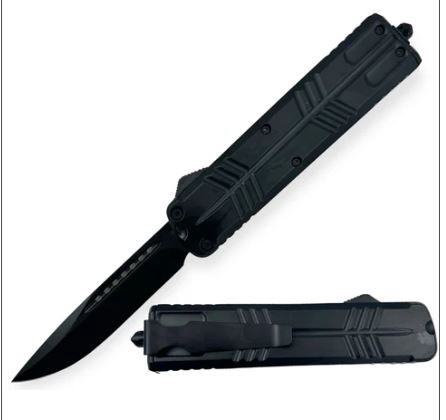 OTF: Drop Point  BLK Butterfly HNDL 9.5&quot;