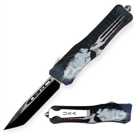 OTF:Tanto BLD White Skull Side Lever 9&quot;