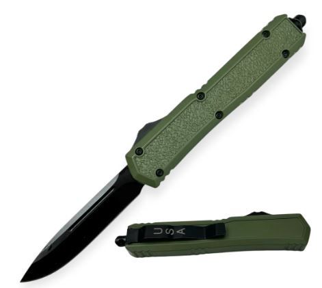 OTF: Green HNDL BLK BLD side Lever 8.5&quot;