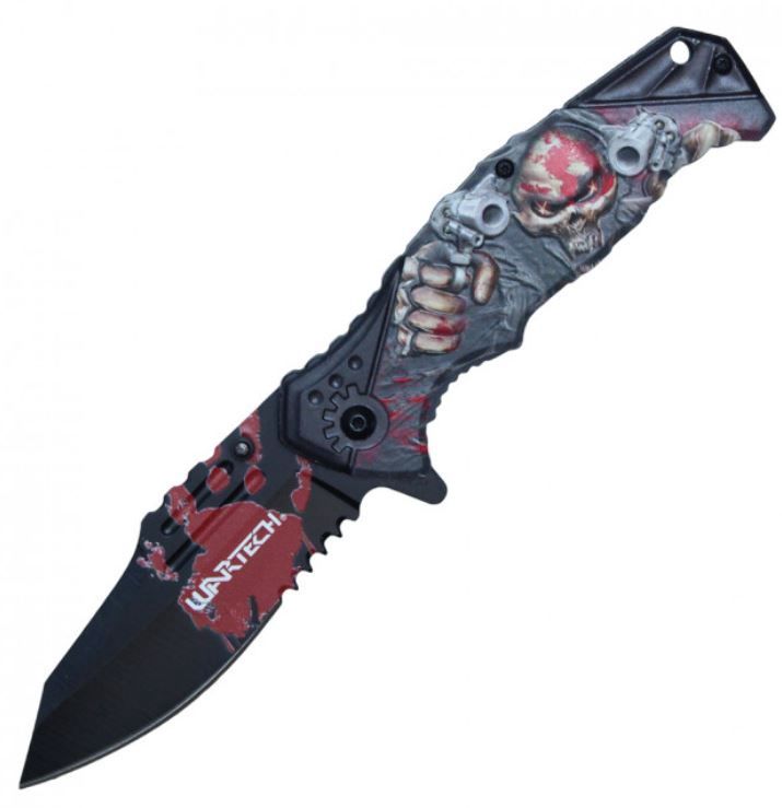 Knife: Serrat Drop Point BLD Skull Etch HNDL