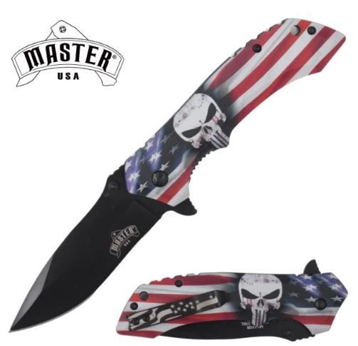 Knife: Flag Art/Skull HNDL PRNT 8.25"