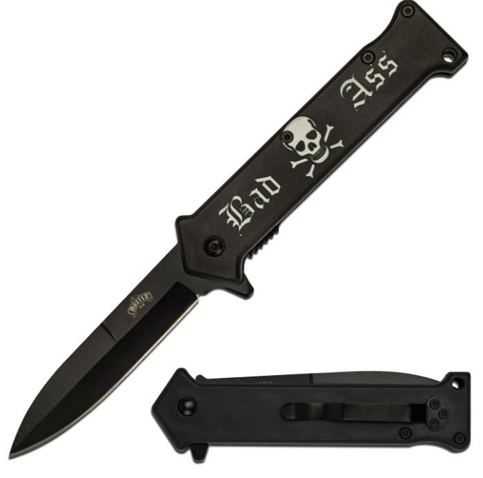 Knife: Bad Ass Graphic Handle  BLK BLD