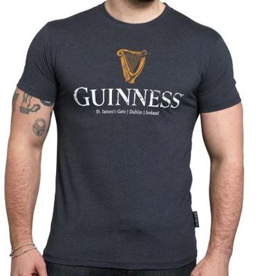 Guinness T Shirt: Navy Distressed HARP