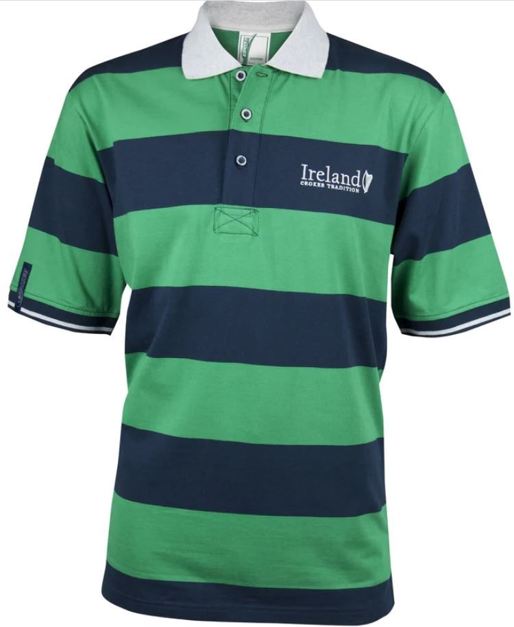 GRN/BLU Striped HARP Golf Shirt