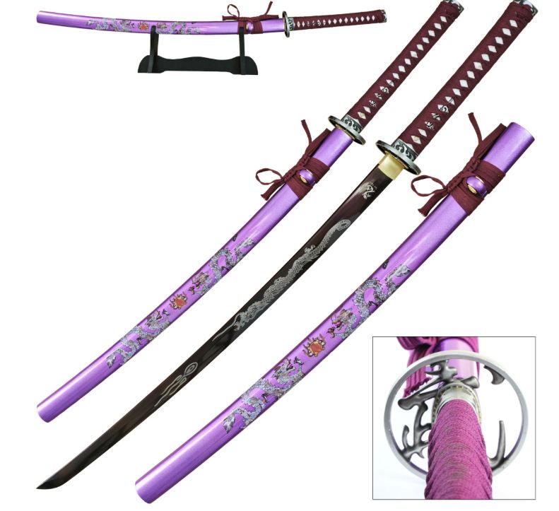 Ten Ryu Sword: Purple scabb dragon Prnt hi carb 41"