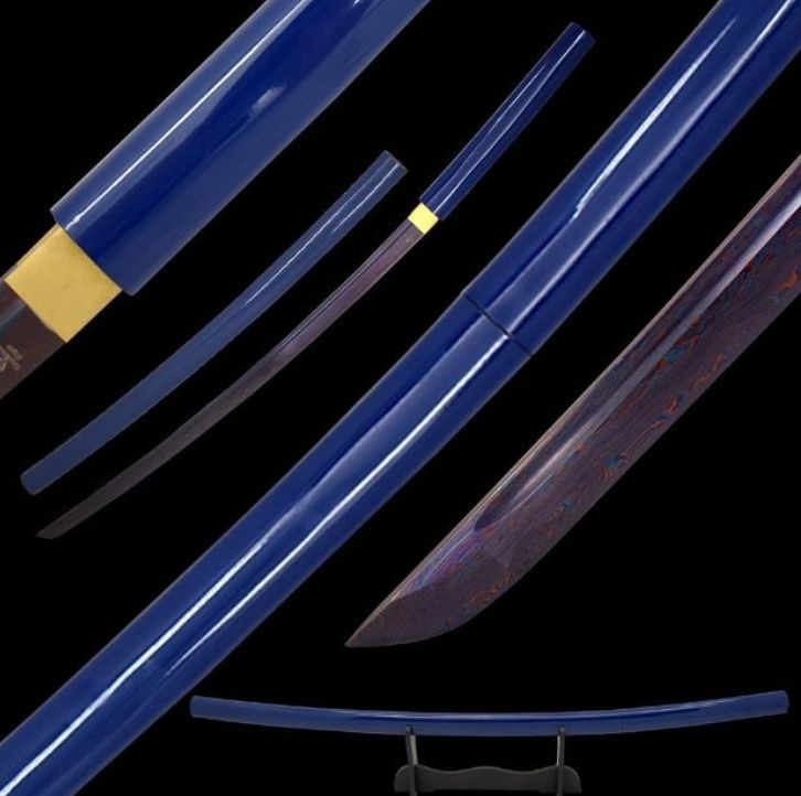 SE Sword: BLU Scabb&amp; Blu Damascus BLD 41"