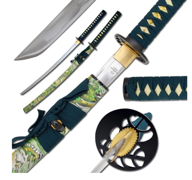 Ten Ryu Katana: 1045 HCS multicoclor scabb 41"