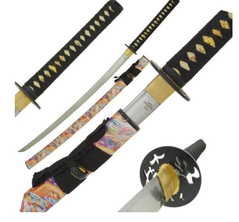 Ten Ryu Katana: 1045 HCS 41" WD HNDL PNTD Scab