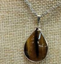 Pendant: Tiger Eye Drop SLV PLT