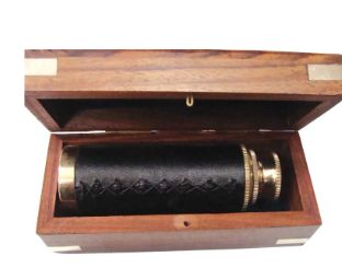 Telescope in wood Box: Brass Eye piece 6.5 3xmag