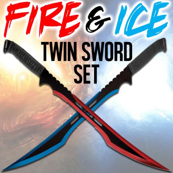 Fire &amp; Ice 2 PC Swords Sets 27"