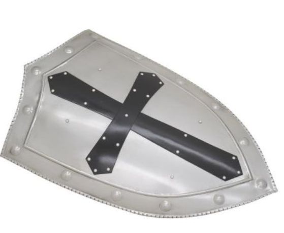 Medieval Warrior Knight Crusader Black Cross Shield