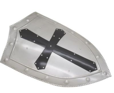 Medieval Warrior Knight Crusader Black Cross Shield
