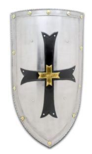 Long Shield: Knight Crusader Black Cross Shield28"