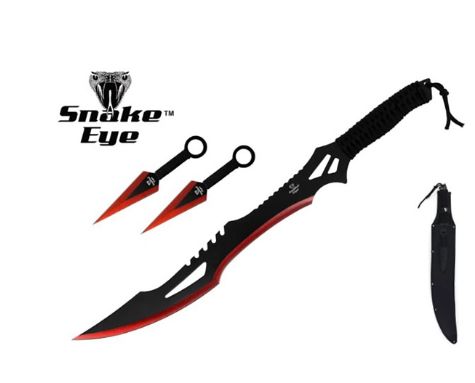 Ninja Sword BLK&amp;Red Tint BLD and 2 THWRWS 27"