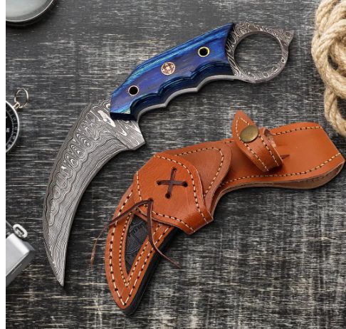 8" Karambit: Damascus BLD BLU WD  HNDL Portugal