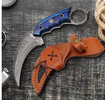 8" Karambit: Damascus BLD BLU WD  HNDL Portugal