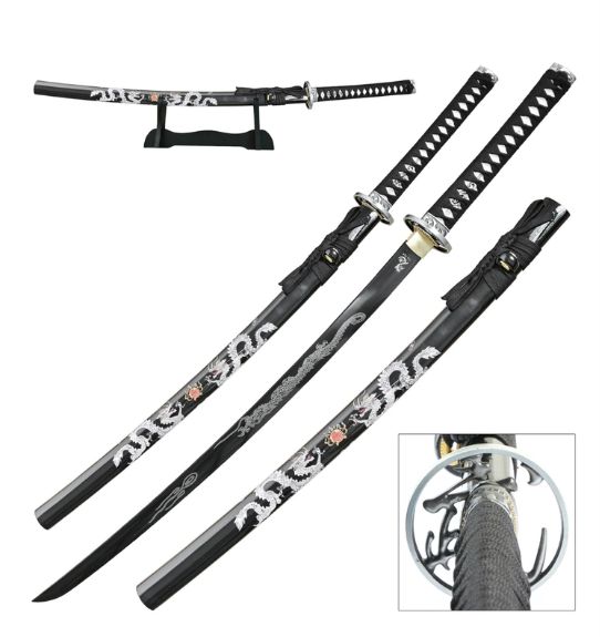 Ten Ryu: 1045 HC BLD BLK Scabb Dragon 41"