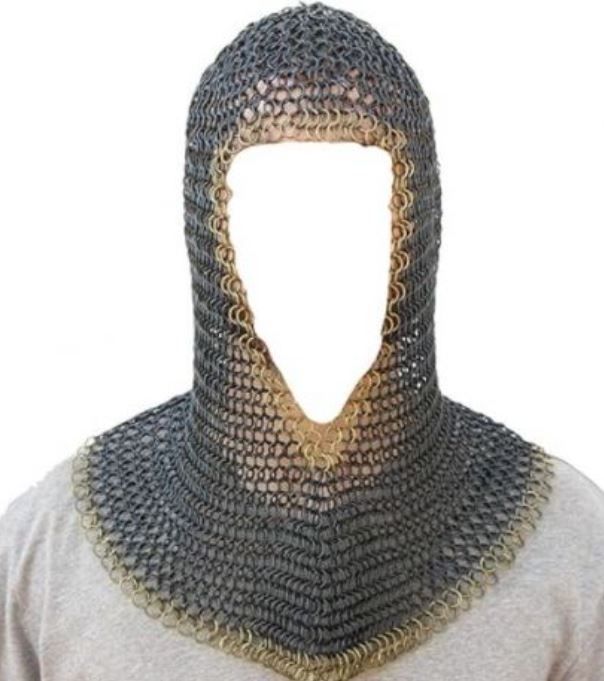 Black Chain Mail Coif 19"