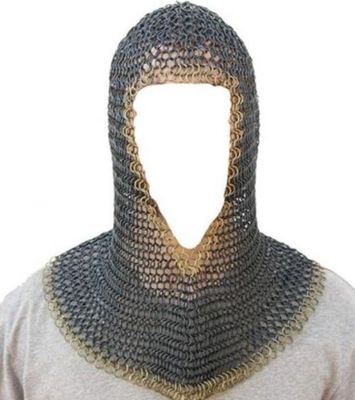 Black Chain Mail Coif 19"