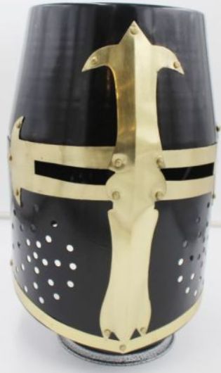 Helmet: Templar BLK HOLES+GLD Brass Cross