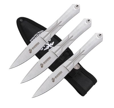 THRWR: USMC  7": 3 Pc SLVR STNWASH BLDS