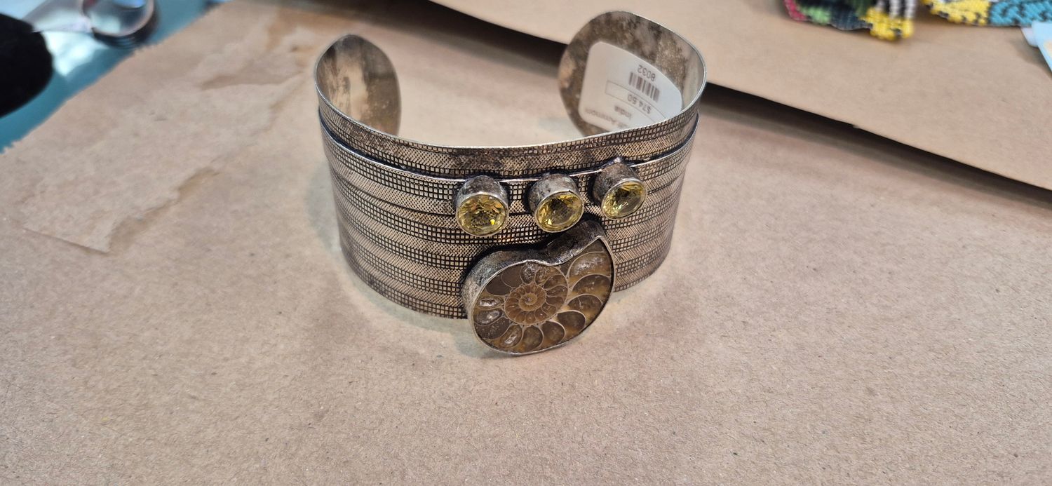 Cuff Bracelet: Ammonite Citrine