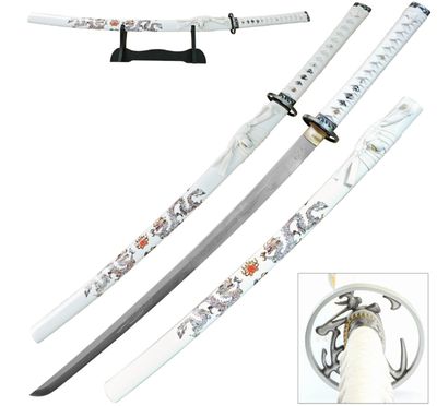 Ten Ryu: 1045 HCS BLD WHT Scabb Dragon PRNT 41"