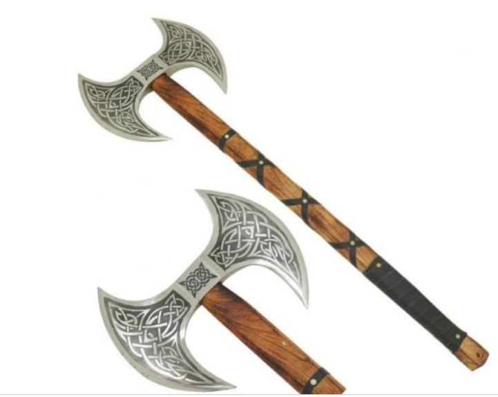 AXE: Medieval Viking DBL Head   Celtic Knott etch