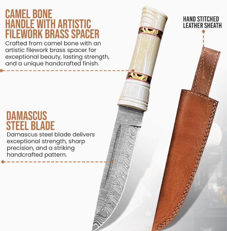 Hunt KNF : 10" Bone HNDL Damascus BLD Portugal