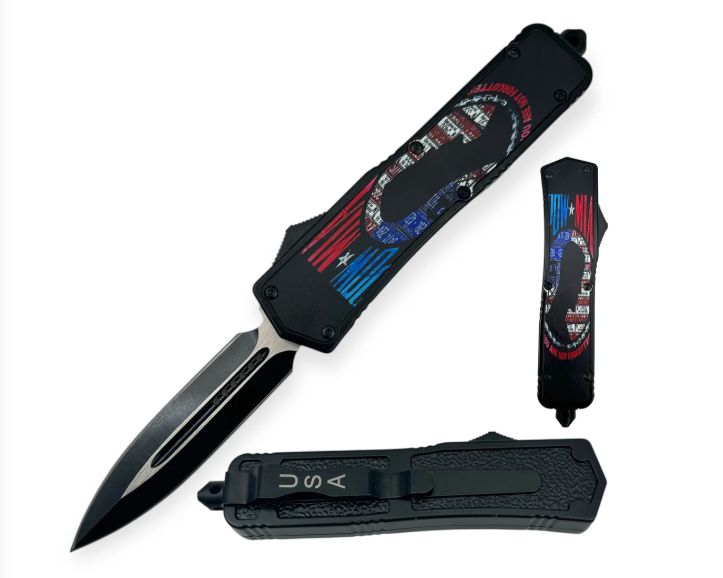 OTF: 9" BLK HNDL w/Red BLU POW Figure