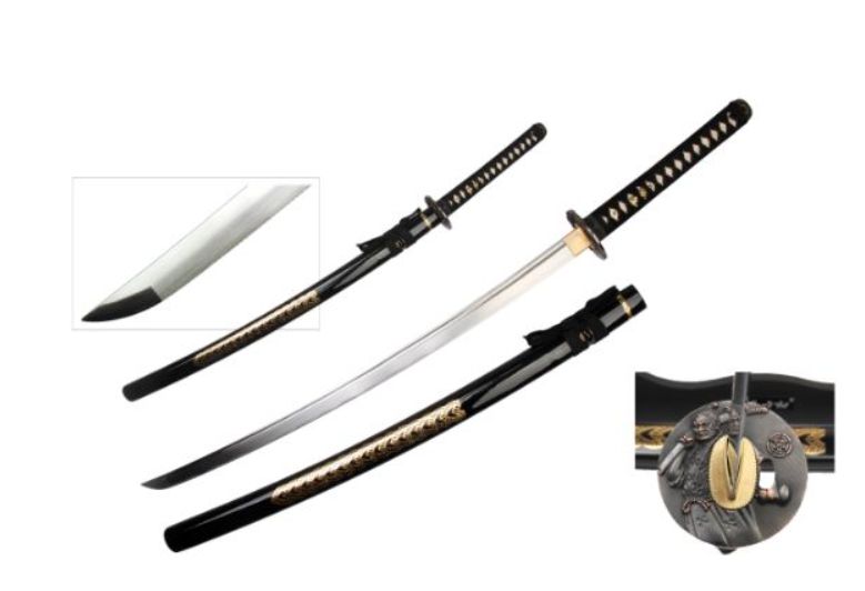 Ten Ryu Sword: HCS BLK BLD 41" GLD Scale BLK scabb