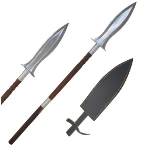 Viking Spear:  42" DBL EDG BLD Wood HNDl