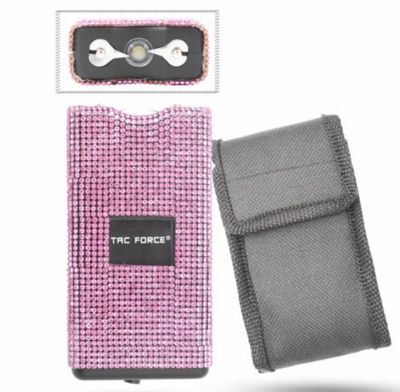 Stun Gun: Pink Rhinestone 30KV +flashlight