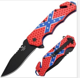 Knife: Rebel Flag Alum HNDL BLK BLD  SE