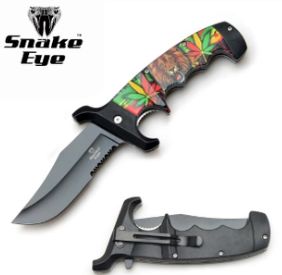 Knife: BLK HNDL "POT Leaf Purple HNDLE" 9"