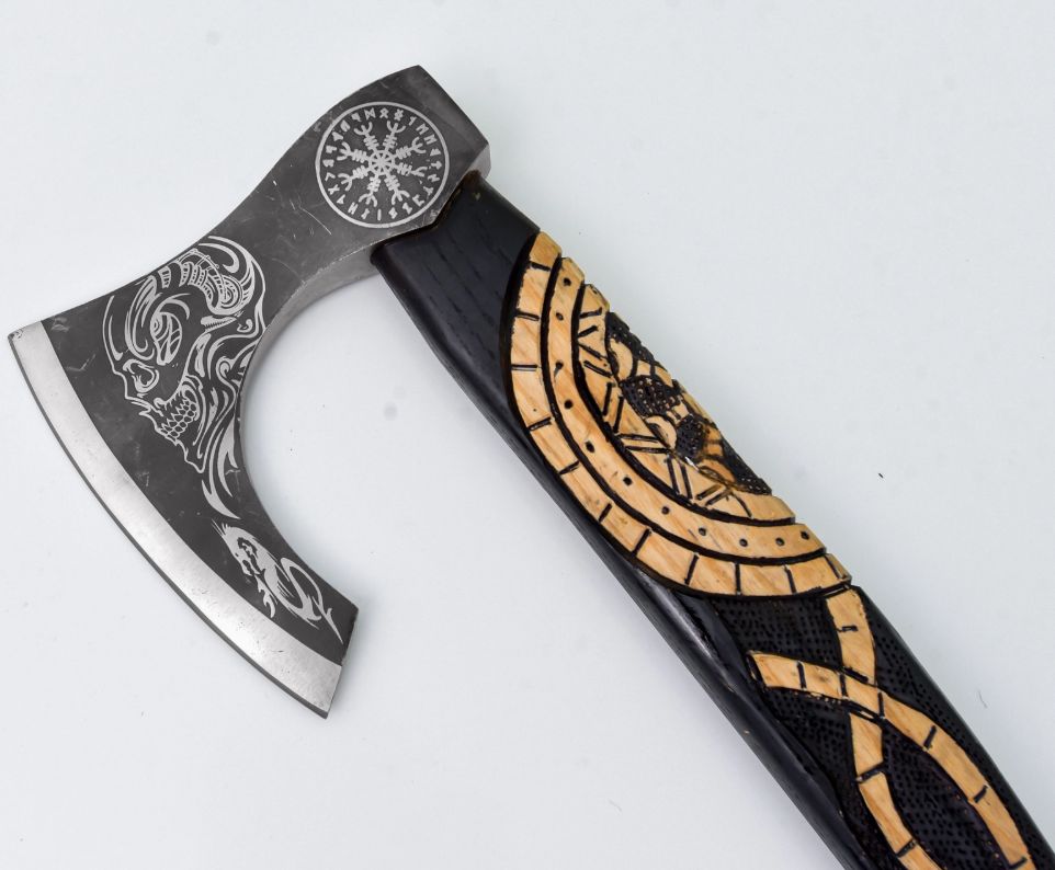 AXE: Jormungandr World Serpent HNDL Carved HNDL