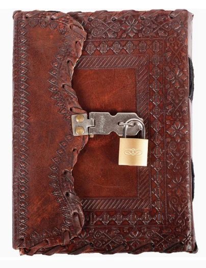 LTHR Journal: Lock&amp;Key Emboss Brwn LTHR