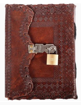 LTHR Journal: Lock&amp;Key Emboss Brwn LTHR