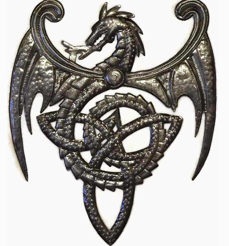 Haiti Art: Dragon w/ Celtic Knot tail 17"
