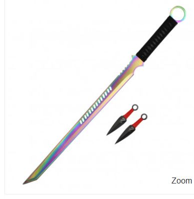 Ninja Sword w/ 2 Red HNDl  set 27"