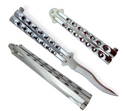 Butterfly KNF: Kriss BLD SLVR HNDL&amp;BLD 9"