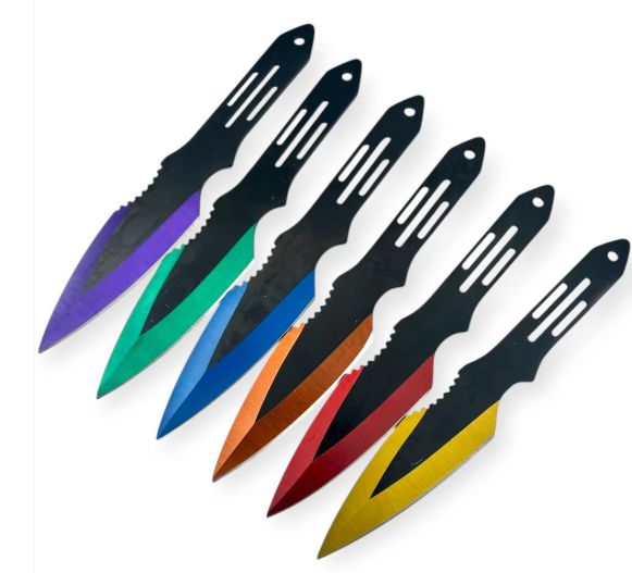 THRWR: 6pc Multi Color 6" BLK HNDL